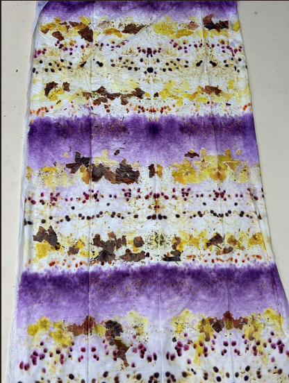 🌍 Bundle dyeing Eco printing scarfs- الصباغة بالربط:ألوان طبيعية