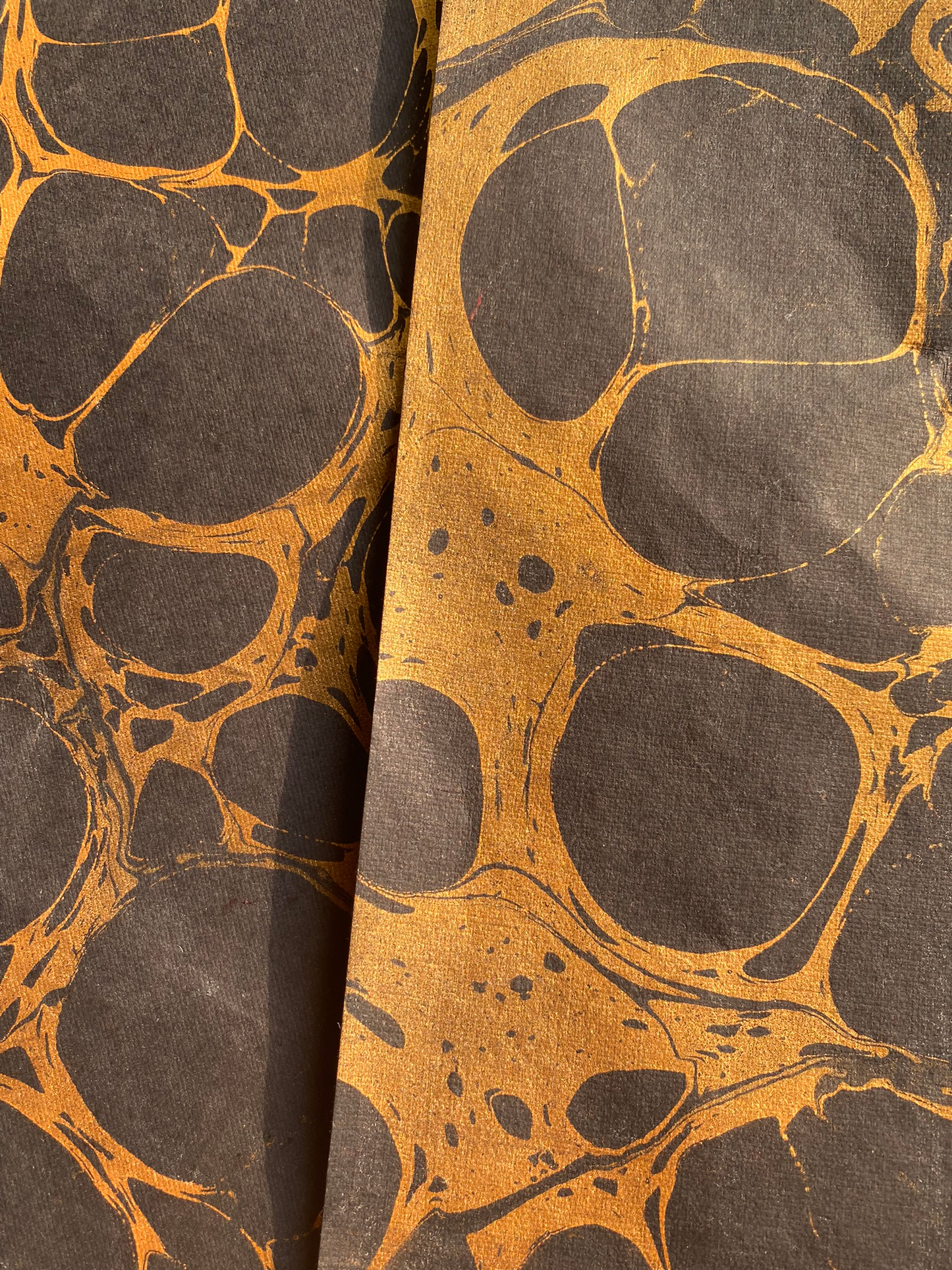 Gold & Black Marbled Paper