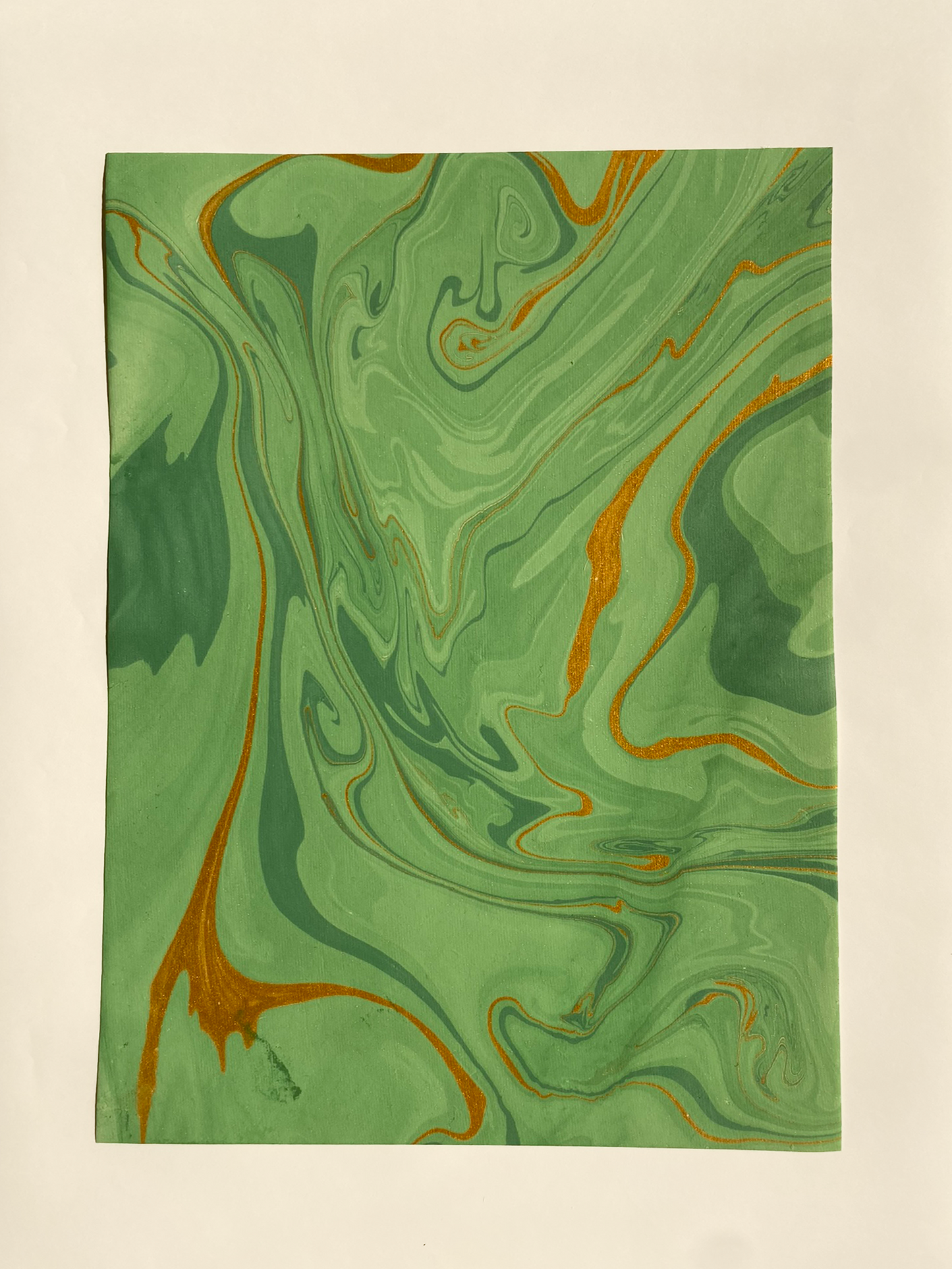 Green & Gold Marbled Paper